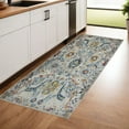 thumbnail image 1 of 8' Orange and Ivory Floral Power Loom Runner Rug, 1 of 5