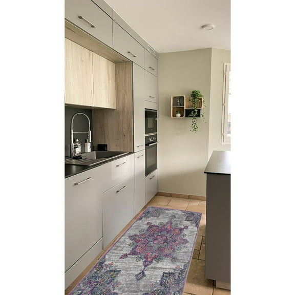 HomeRoots 8' Pink Medallion Power Loom Runner Rug