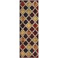 thumbnail image 1 of 8' Red Blue Quatrefoil Power Loom Distressed Stain Resistant Runner Rug, 1 of 7