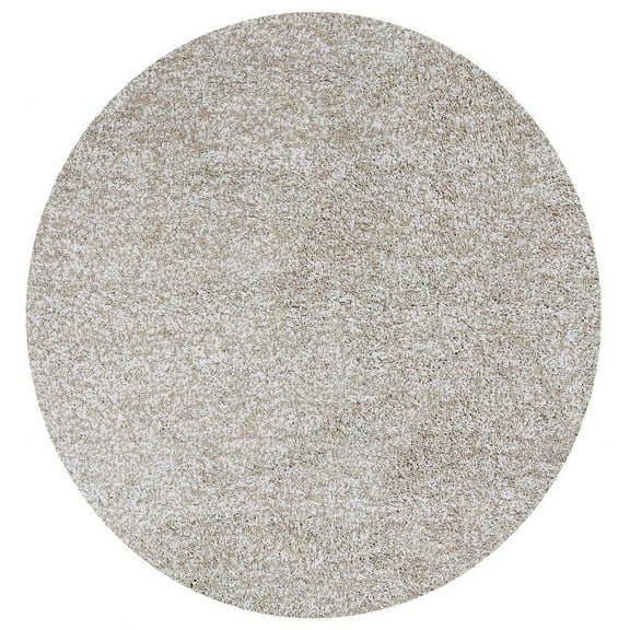 8' Round Polyester Ivory Heather Area Rug
