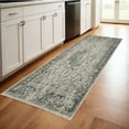 thumbnail image 1 of 2' X 8' Grey Blue And Teal Oriental Power Loom Stain Resistant Runner Rug, 1 of 10