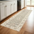 thumbnail image 1 of 2' X 8' Grey Ivory Tan Brown And Gold Oriental Power Loom Stain Resistant Runner Rug, 1 of 5