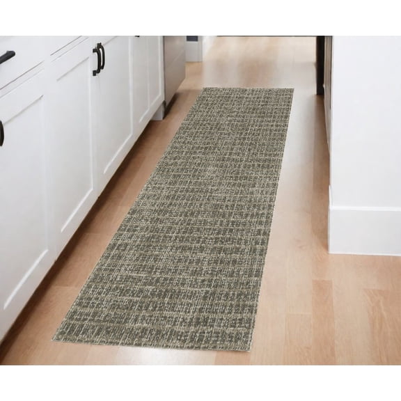 HomeRoots 8' Runner Gray Geometric Power Loom Runner Rug