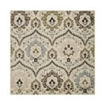thumbnail image 1 of 8' Square Ivory Gray And Olive Square Floral Stain Resistant Area Rug, 1 of 5