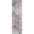 thumbnail image 1 of 8' Tan And Blue Abstract Power Loom Distressed Runner Rug, 1 of 8