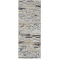 thumbnail image 1 of 8' Tan Orange And Ivory Abstract Power Loom Distressed Runner Rug, 1 of 5