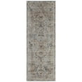 thumbnail image 1 of 8' Tan Orange And Red Floral Power Loom Distressed Runner Rug With Fringe, 1 of 7