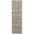thumbnail image 1 of 8' Tan Taupe And Ivory Geometric Power Loom Stain Resistant Runner Rug, 1 of 8