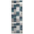 thumbnail image 1 of 8' Teal And Gray Patchwork Power Loom Stain Resistant Runner Rug, 1 of 7