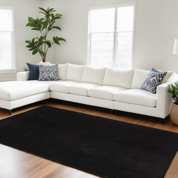 8' X 10' Black Shag Tufted Handmade Area Rug