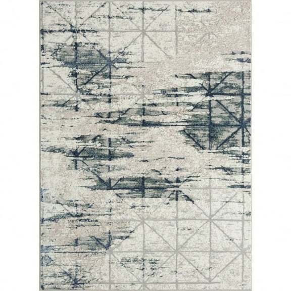 HomeRoots 8' X 10' Blue Abstract Stain Resistant Area Rug