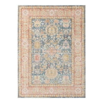 HomeRoots 8' X 10' Blue Floral Power Loom Area Rug
