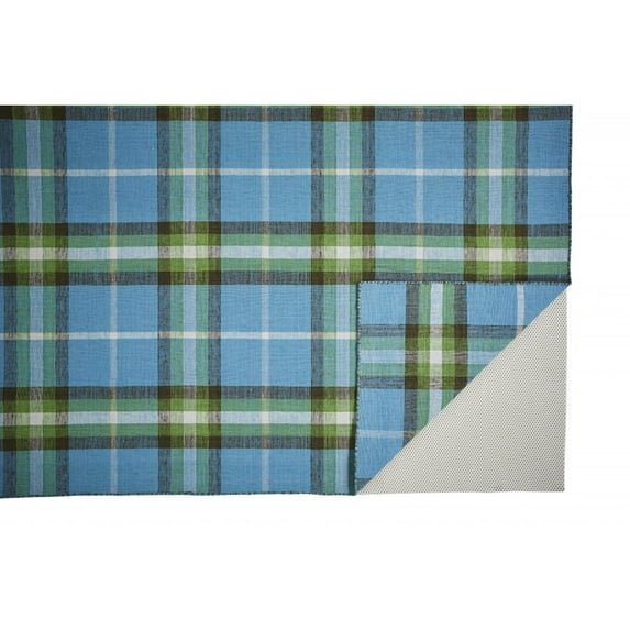 HomeRoots 8' X 10' Blue Green And Black Abstract Hand Woven Stain Resistant Area Rug