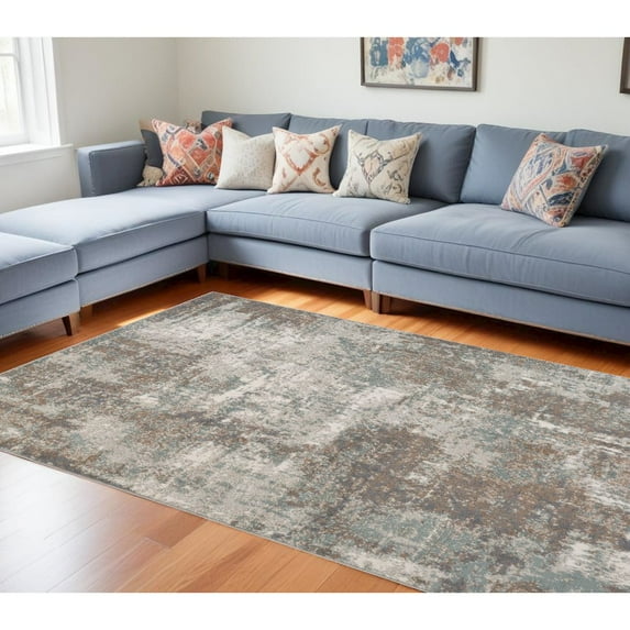 8' x 10' Brown Abstract Power Loom Area Rug