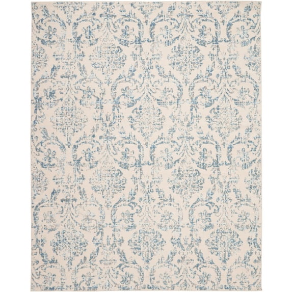 8' x 10' Cream Damask Power Loom Non Skid Area Rug
