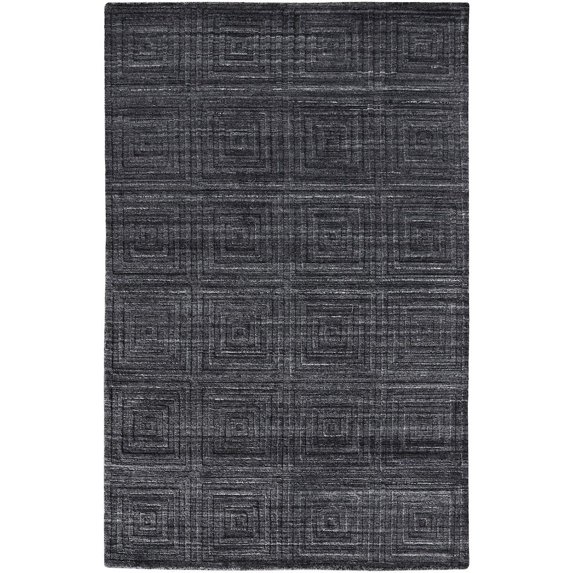 8' X 10' Gray And Black Striped Hand Woven Area Rug