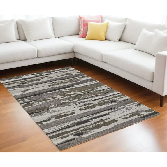 HomeRoots 8' X 10' Gray And Ivory Abstract Power Loom Distressed Area Rug