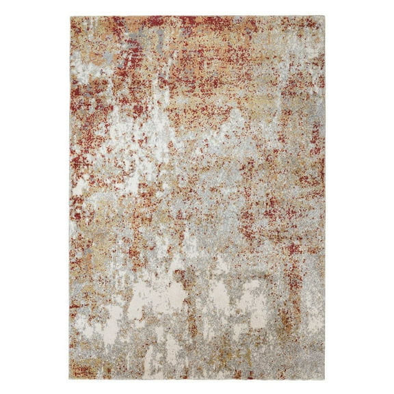 HomeRoots 8' X 10' Gray And Red Abstract Power Loom Area Rug