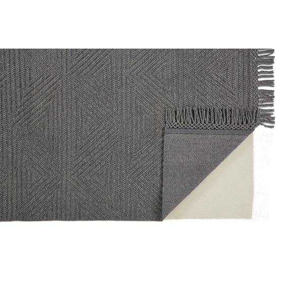 8' X 10' Gray Wool Geometric Hand Woven Area Rug With Fringe
