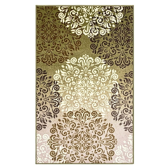 8' X 10' Greens And Browns Floral Power Loom Non Skid Area Rug