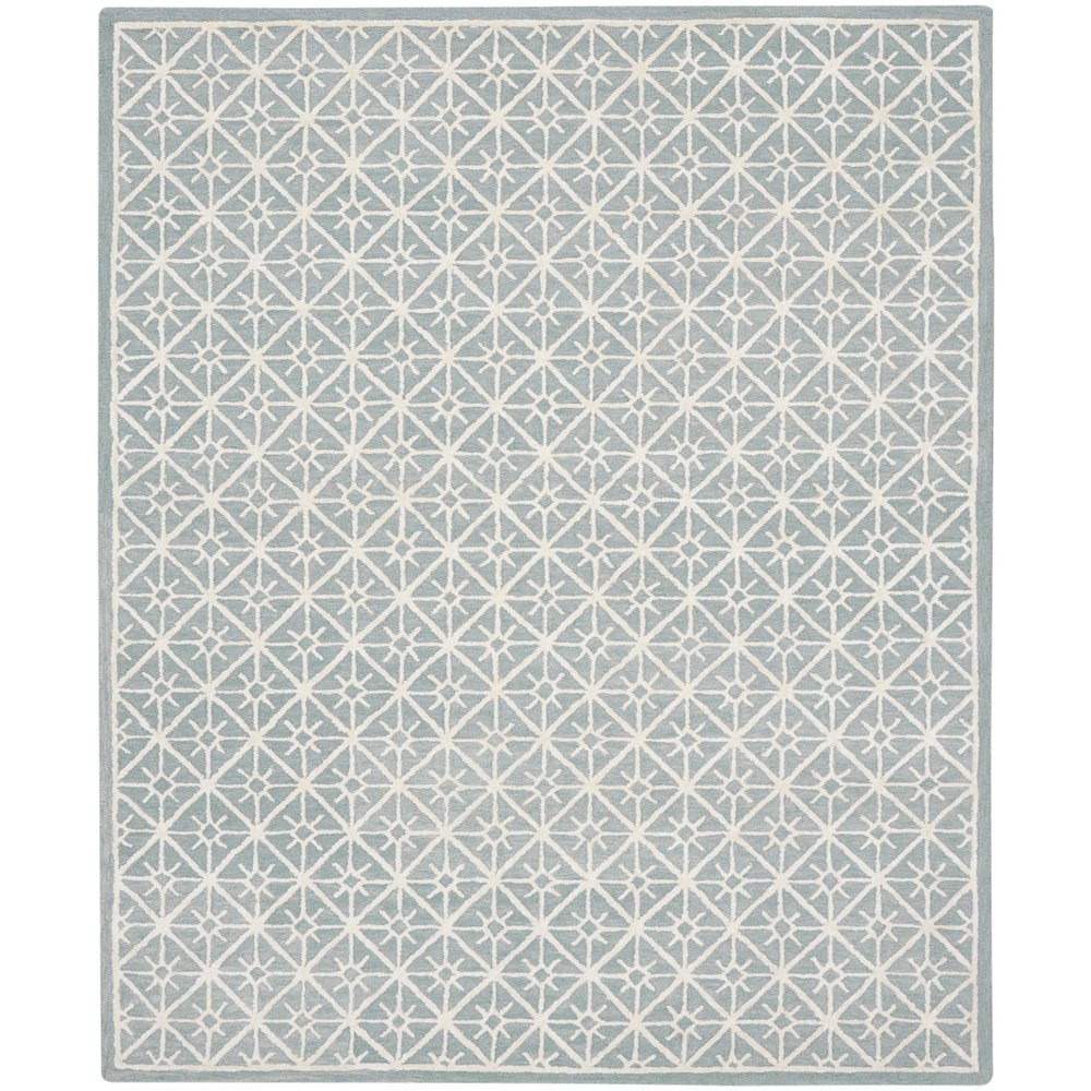 HomeRoots 8' X 10' Light Blue And White Geometric Hand Tufted Area Rug ...