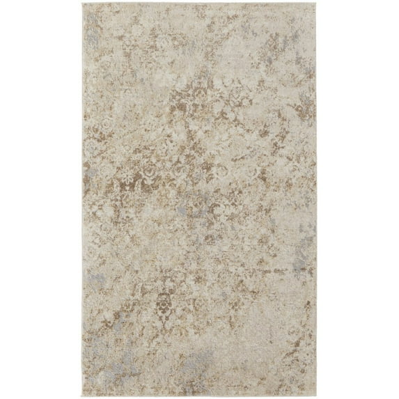 HomeRoots 8' X 10' Tan And Ivory Abstract Power Loom Distressed Area Rug