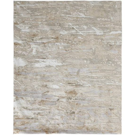 8' X 10' Tan And Ivory Abstract Power Loom Distressed Area Rug