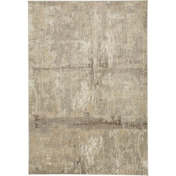 8' X 10' Tan Ivory And Brown Abstract Area Rug