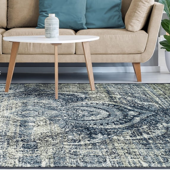 8' X 10' Taupe Abstract Power Loom Distressed Stain Resistant Area Rug