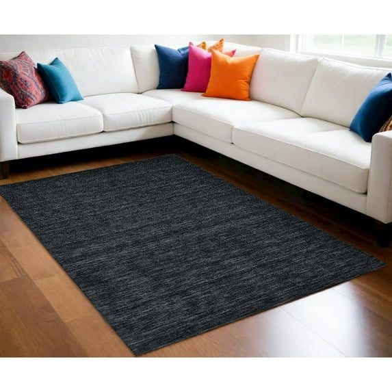 HomeRoots 8' X 11' Black Wool Hand Woven Area Rug