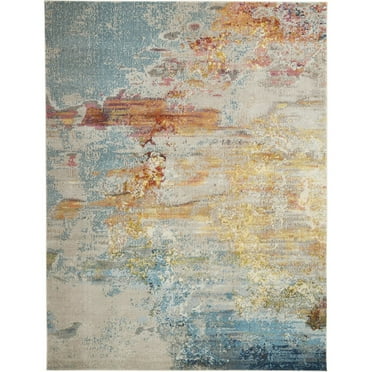 HomeRoots 8' X 11' Blue And Gray Abstract Power Loom Area Rug