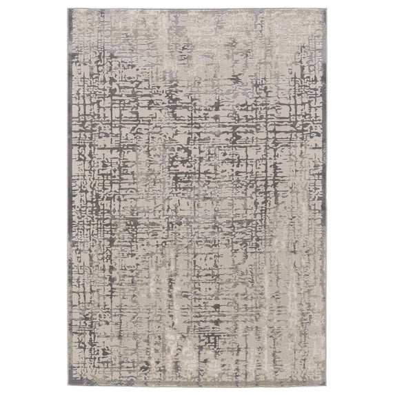 8' X 11' Gray And Ivory Abstract Stain Resistant Area Rug
