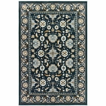 HomeRoots 8' X 11' Navy Caramel And Ivory Oriental Power Loom Stain Resistant Area Rug
