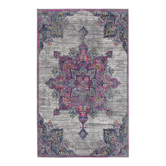 8' x 11' Pink Medallion Power Loom Area Rug