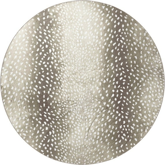 HomeRoots 8' X 8' Beige Round Gazelle Print Shag Handmade Non Skid Area Rug