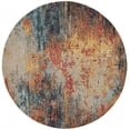 thumbnail image 1 of 8' X 8' Multicolor Round Abstract Power Loom Non Skid Area Rug, 1 of 5