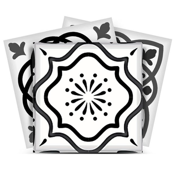 HomeRoots 8" X 8" Shades Of Grey Mosaic Peel And Stick Removable Tiles