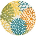 thumbnail image 1 of 8' X 8' Turquoise Round Floral Non Skid Indoor Outdoor Area Rug, 1 of 5