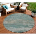 thumbnail image 1 of HomeRoots 630821 8 ft. Aqua & Beige Round Abstract Washable Indoor & Outdoor Area Rug, 1 of 1