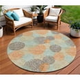 thumbnail image 1 of HomeRoots 614649 8 ft. Beige Aqua & Orange Round Polka Dot Washable Indoor & Outdoor Area Rug, 1 of 1