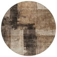 thumbnail image 1 of HomeRoots 606046 8 ft. Brown, Black & Tan Round Abstract Washable Indoor & Outdoor Area Rug, 1 of 1