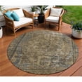 thumbnail image 1 of HomeRoots 616048 8 ft. Brown & Denim Blue Round Medallion Washable Indoor & Outdoor Area Rug, 1 of 1