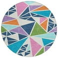 thumbnail image 1 of HomeRoots 600410 8 ft. Dark Blue, Green & Pink Round Geometric Washable Indoor & Outdoor Area Rug, 1 of 1