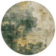 thumbnail image 1 of HomeRoots 603055 8 ft. Fern Green & Gold Round Abstract Washable Indoor & Outdoor Area Rug, 1 of 1