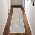 thumbnail image 1 of HomeRoots 553426 8 ft. Geometric Non Skid Runner Rug, Gray & Ivory, 1 of 1