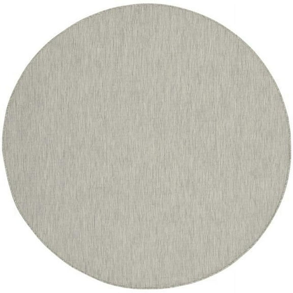 HomeRoots  8 ft. Gray Power Loom Round Area Rug - Gray - 8 ft.