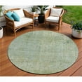 thumbnail image 1 of HomeRoots 631067 8 ft. Green & Ivory Round Abstract Washable Indoor & Outdoor Area Rug, 1 of 1