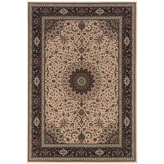 HomeRoots 574124 8 ft. Ivory & Black Oriental Square Rug