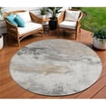 thumbnail image 1 of HomeRoots 617736 8 ft. Ivory & Gray Round Abstract Washable Indoor & Outdoor Area Rug, 1 of 1