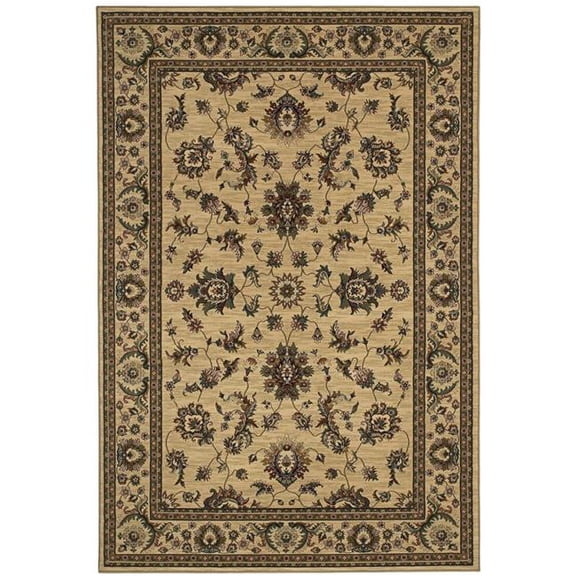 HomeRoots 574178 8 ft. Ivory & Green Oriental Square Traditional Rug